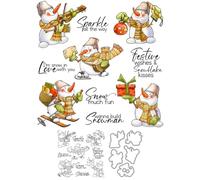Snowman Stamps and Die Cuts for Card Making Sleigh Gift Transparent Silicone Clear Stamp and Metal Cutting Dies Sets for DIY Scrapbooking Paper Crafting Seals Decorative Supplies