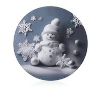 Snowman Stars And Snowflakes Cutting Board Kitchen Counter Tempered Glass Cutting Board Portable Circle Butcher Block Sturdy Scratch Serving Boards for Travel Camping Home