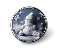 Snowman Stars And Snowflakes Lapel Pins Metal Pin Badge Personalized Pinback Button Badges Classic Round Badge Recognition Enamel Lapel Pin for Jackets, Backpacks, Bags