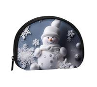 Snowman Stars and Snowflakes Mini Coin Purse Pouch Change Holder, Shell Shape Zip Around Wallet,Credit Card Holder for Women, Snowman Stars and Snowflakes, One Size, Classic