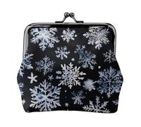 Snowman Stars and Snowflakes Print Compact Coin Purse Exquisite Kiss Lock Wallet Cute Mini Pouch Coins Cards Wallet