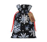Snowman Stars And Snowflakes Print Eco-Friendly Gift Drawstring Bag Holiday Present Pouches Party Favors Goodie Bags