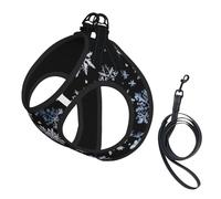 Snowman Stars And Snowflakes Print Harness Leash Set For Cat Dog, Reflective Adjustable Escape-Proof Vest Lead With Soft Breathable Mesh, For Small Pets And Kitten Puppy