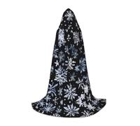 Snowman Stars And Snowflakes Print Hooded Cloak Unisex Variety Wizard Robe Halloween Cosplay And Carnival Gothic