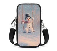 Snowman Swinging on A Swing Crossbody Mobile Phone Bag Smartphone Bag With Adjustable Strap