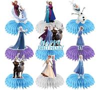 Snowman Theme Party Decorations, 9Pcs Blue and White Snowman Honeycomb Centerpieces, Winter Wonderland Movie Birthday Party Table Decorations