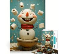 Snowman Toilet Paper Fun 1000 Piece Jigsaw Puzzles for Adults Teenagers Solid Logic Toy Quiet Fun Precision Cut Santa Wish Pick (38x52cm)