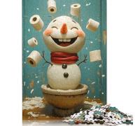 Snowman Toilet Wooden Fun Jigsaw Puzzles For Adults 500 Piece Jigsaws Puzzles 500 Piece Puzzles For Adults Kids Puzzle Games Toys Gift 500pcs (52x38cm)