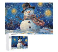 Snowman Under Starry Night Jigsaw Puzzle for Adults And Families, 1000 PCS, A Creative Way to Unwind after A Busy Day, for Family Nights