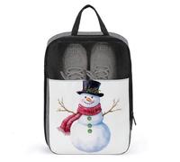Snowman Wearing Black Top Hat Red Scarf Shoe Bag for Travel Daily Use Anti-dust Storage Carrier Golf Shoe Pouch