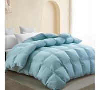 SNOWMAN White Goose Down Comforter Queen Size 100% Cotton Cover Down Proof Blue