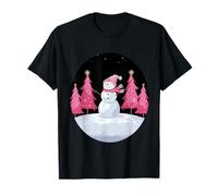 Snowman Winter Blush Frosty Whimsical Pink Christmas T-Shirt