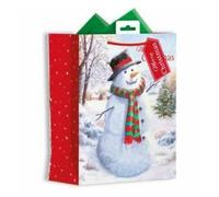 Snowman & Winter Scene Christmas Gift Bag Medium