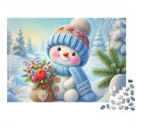 Snowman Winter Scenery 1000 Piece Jigsaw Puzzle Paper for Adults Cozy Home Decor Relaxing Gift 38x26cm/1000pcs