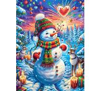 Snowman with A Knit Hat And Scarf 1000 Pieces Premium Jigsaw Puzzle Scenery Science Fiction Adult Jigsaws Educational Challenge Mental Exercise Wall Art Winter Durable Cardboard 1000 PCS