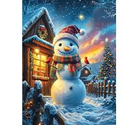 Snowman with A Scarf by A Cottage 500 Piece Pack Classic Jigsaw Puzzle Science Fiction Magical Dream Couple Puzzle Partners Ultra Difficult Wall Decor Easter New Year Creativity & Gift Giving 500 PC