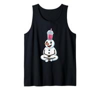 Snowman with Bubble Tea Funny Winter Boba Tank Top