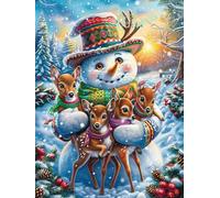 Snowman with Forest Animals 300 Pieces Jigsaw Puzzles Fantástico Cuento De Hadas Animal For Men Educational Decompression Adults Anxiety Memory Care Mothers Valentines Gift Durable Cardboard 300 PCS
