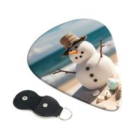 Snowman With Seashells Sitting On Sandy Beach Guitar Pickfor Pickups For Acoustic Electric Guitar Bass Ukulele