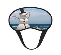 Snowman with Seashells Sitting On Sandy Beach Print Sleep Eye Mask Light Blocking Soft and Comfortable Night Eye Blinder for Women Men for Sleeping Travel Night Shift