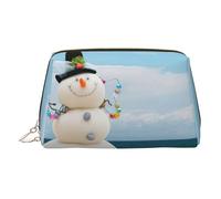 Snowman with Seashells Sitting On Sandy Beach Toiletry Pouch, Travel-Friendly Makeup Organizer for Makeup Brushes, Lipsticks