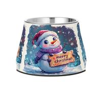 Snowman Word Dog Raised Bowl, 540 ML Feeding Food Pet Bowl Stainless Steel Non-slip High Capacity Cat Bowl