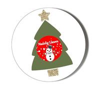 Snowman Xmas Tree - Merry Christmas - Welsh Language - Large 6 x 70mm Stickers