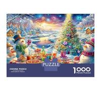 Snowmen Having Winter Feast 1000-Piece Jigsaw Puzzle Christmas Snowman Classic Jigsaw Puzzles for All Ages 70x50cm/1000pcs