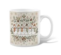 Snowmen Winter Holiday Quote Christmas Ceramic Coffee Mug 11oz | Winter Scene, Drinking Cup, Hand-drawn Illustration, Holly Berries, Pine Needles, Cozy Atmosphere