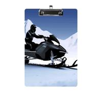 Snowmobile Acrylic Clipboard A4, Durable Smooth Writing Board with Metal Clip, Portable Wall Mountable Document Clip Board for Office Classroom Nurses and Teachers