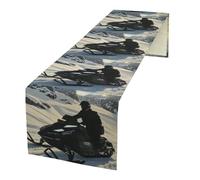 Snowmobile Linen Table Runner 72 Inches Long Farmhouse Table Runners Dining Table Dresser Runner Scarves Tabletop Decoration for Kitchen Home Party Holiday