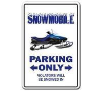 Snowmobile Parking Sign Funny Snowmobiling Driver Racing Warning Signs Tin sign 8x12 inches