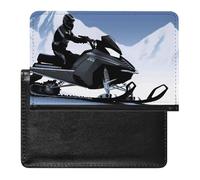 Snowmobile Passport Holder Premium PU Leather Passport Cover Portable Travel Passport Protector Case Unisex Travel Essentials Document Organizer for Vacation Business Trips