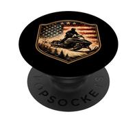 Snowmobile USA Flag Snow Sled Patriotic Snowmobiling America PopSockets Adhesive PopGrip
