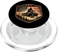 Snowmobile USA Flag Snow Sled Patriotic Snowmobiling America PopSockets PopGrip for MagSafe