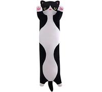 Snowolf Cat Soft Cushion Plush Long Throw Sleeping Pillow Cotton Kitten Cushion Cuddly Stuffed Cute Plush Doll Toy Stuffed Toy Plush Toy Gift (Black, 70 cm)