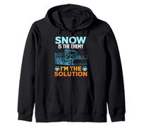 Snowplow SNOW IS THE ENEMY Funny Snow Plower Zip Hoodie