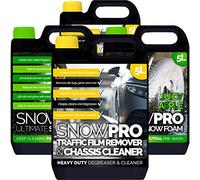 SnowPro Traffic Film Remover Chassis Cleaner 10L and Apple Snow Foam 10L - Removes Dirt, Grime, Grease, Oil and Bugs - Multi-Vehicle For Use on Cars, Trucks, Vans, Motorbikes & More