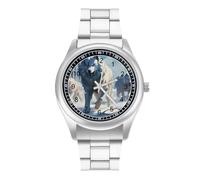 Snows Wolves Quartz Watch Stainless Steel Wrist Watches for Men Women Easy to Read