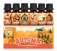 SNOWSEN Autumn Essential Oil Set, Essential Oils for Diffusers for Home, Fall Fragrance Oil Kit- Vanilla, Cinnamon, Apple Spice, Pumpkin Pie, Pine, Snickerdoodle for Aromatherapy, Candle Making