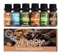 SNOWSEN Essential Oil Woody Set, Sandalwood, Frankincense, Cedar, Agarwood, Frosty Fir, Bamboo & Teak, Premium Essential Oils for Diffuser, Candle Making, Freshie Scents, Soap Making