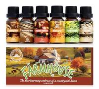 SNOWSEN Farmhouse Essential Oils for Diffuser, Aromatherapy Oil Set - Roasted Chestnuts,Buttery Toffee, Garden Herbs, Cozy Linen, Maple Syrup, Weathered Wood, Cozy Fragrance Oils Gift Set