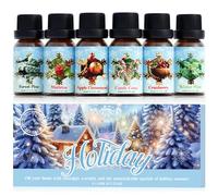 SNOWSEN Holiday Essential Oils Set, Winter Fragrance Oil for Diffuser - Apple Cinnamon, Forest Pine, Candy Cane, Winter Mint, Cranberry, Mistletoe, Aromatherapy Oils Gift Set for Women and Men