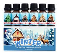 SNOWSEN Winter Essential Oils Gift Set, Holiday Aromatherapy Oils for Diffuser, Cinnamon, Christmas Wreath, Gingerbread, Sugar Cookies, Hot Chocolate, Peppermint Candle Scents for Candle Making