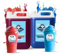 SnowShock Slush Syrup 5L Strawberry & Blue Raspberry 2x Pack | Glycerol Free Slushy Concentrate Dilute for Ice Slushie Machine - Refreshing Frozen Drink Mix for Kids Parties, Cafes, Events | Vegan