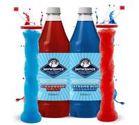 SnowShock Slush Syrup Kit - 1L Strawberry & Blue Raspberry Twin Pack with 2 x Yard Cups | Slushy Concentrate Dilute for Ice Slushie Machine | Frozen Drink Mix Set, Kids Parties, Cafes, Events | Vegan