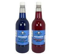 SnowShock Twin Pack 2x1ltr Slush Syrup Blue Raspberry & Strawberry - Concentrate Dilute for Ice/Slushy Machine, Flavoured Slushie Maker, Compatible with Ninja Slushie Machines