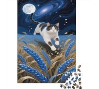 Snowshoe Jigsaw Puzzles Puzzles for Adults Kids. 1000 Piece Moonlit Night Wheat Field Whimsical Challenge Toy Educational Games Home Decoration for Educational Games Gifts 1000pcs (75x50cm)