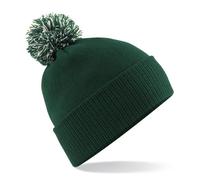 Snowstar Unisex Winter Bobble Hat in Contrasting Colours, Colour: Bottle Green/Off White, Size: One Size
