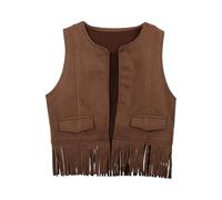 Snowsuit Baby Boys Cowboy Cow Girl Vest Tassel Fringe Waist Coat Top Party Costume Jumper Kids Boys Set, brown, 7-8 Years